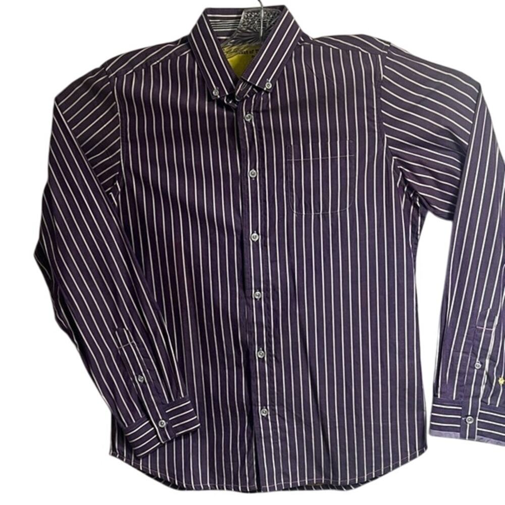 Descendant of Thieves | Purple & White Button-down Shirt by Dress Ladro | Large